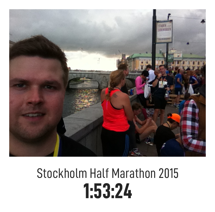 Selfie taken just after finishing the Stockholm Half Marathon in 2015